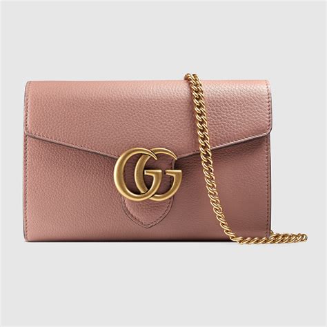 gucci petite marmont wallet on a chain porcelain rose|Gucci Marmont leather mini chain bag.